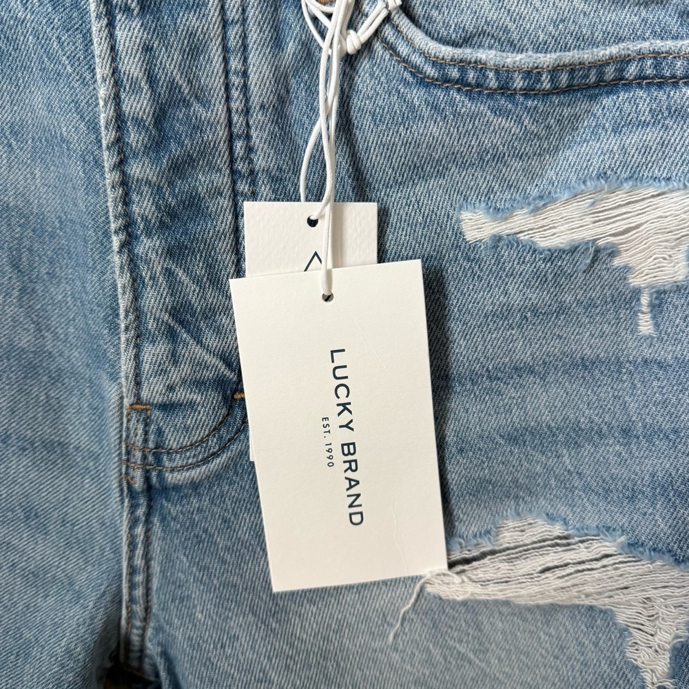 Lucky Brand Distressed Blue Denim Shorts 90s Loose High Rise - Picture 3 of 6